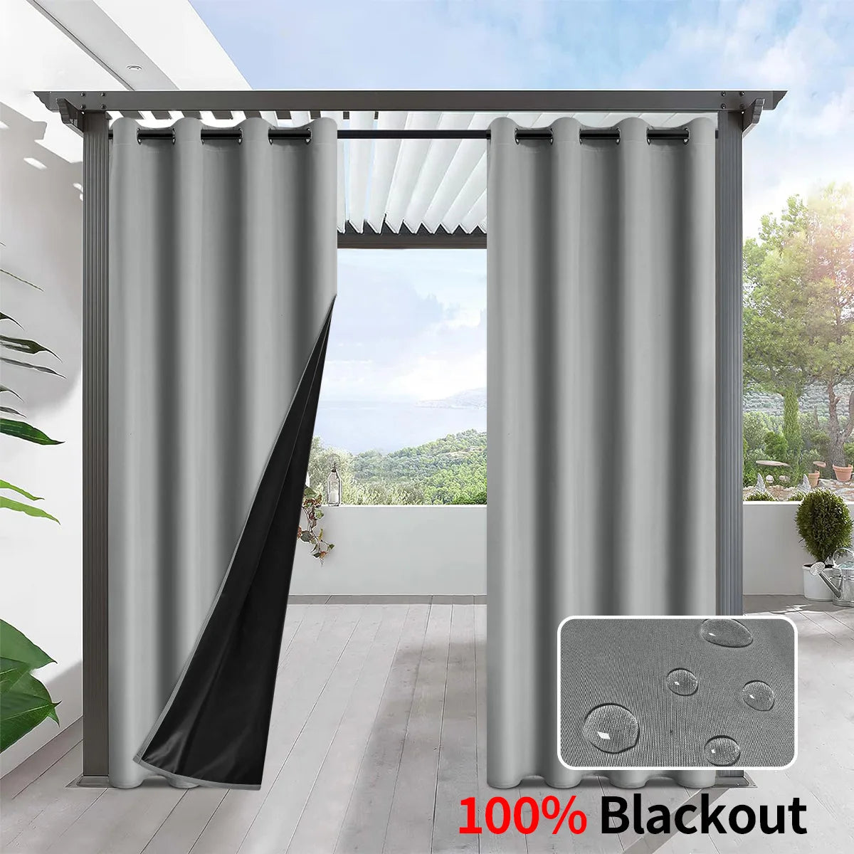 Rideau occultant extérieur gris extérieur